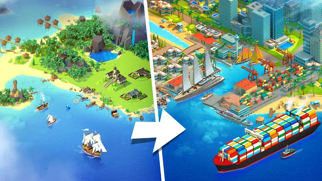 Sea Port: Cargo Boat Tycoon (Си Порт)  [МОД Все открыто] Screenshot 1