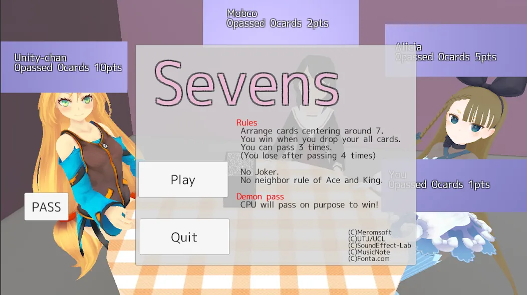 Sevens card game (Севенс карточная игра)  [МОД Бесконечные деньги] Screenshot 1