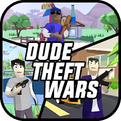 Скачать взломанную Dude Theft Wars Shooting Games (Дуд Тефт Варс)  [МОД Много монет] - полная версия apk на Андроид