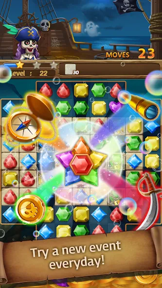 Jewels Ghost Ship: jewel games (Джуэлз Гост Шип)  [МОД Mega Pack] Screenshot 2