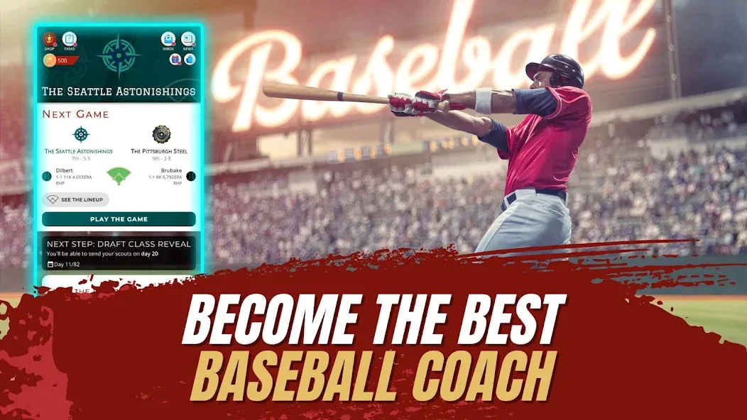 Astonishing Baseball Manager (Астонишинг Бейсбол Менеджер)  [МОД Unlimited Money] Screenshot 1