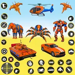 Скачать взломанную Spider Mech Wars - Robot Game  [МОД Бесконечные монеты] - стабильная версия apk на Андроид