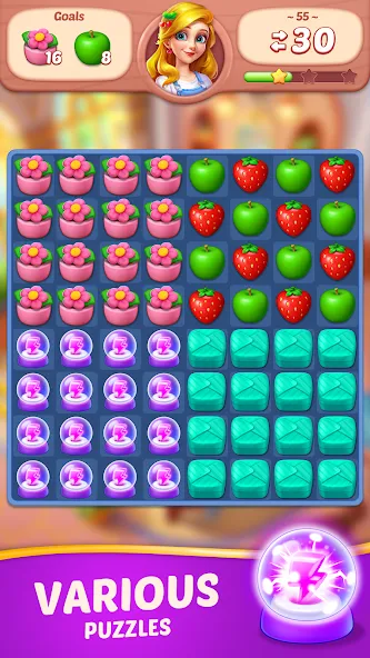 Fruit Diary - Match 3 Games  [МОД Много денег] Screenshot 5