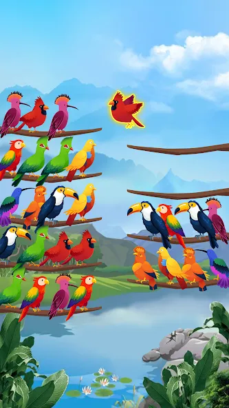 Bird Sort - Color Puzzle  [МОД Бесконечные монеты] Screenshot 1