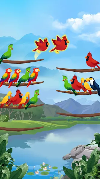 Bird Sort - Color Puzzle  [МОД Бесконечные монеты] Screenshot 2