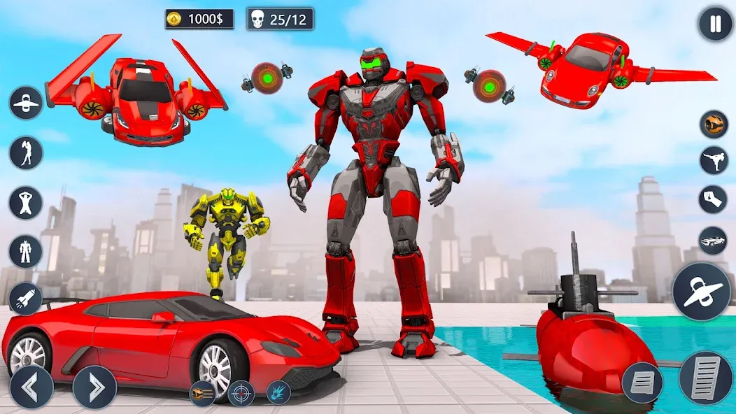 Flying Car Robot Game Car Game  [МОД Много денег] Screenshot 4