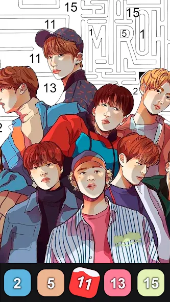 Kpop Paint by Numbers BT21  [МОД Бесконечные деньги] Screenshot 3