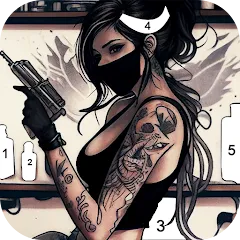 Взломанная Tattoo Coloring games  [МОД Mega Pack] - стабильная версия apk на Андроид