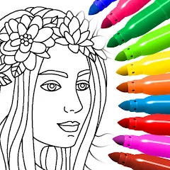 Скачать взломанную Coloring for girls and women  [МОД Бесконечные монеты] - полная версия apk на Андроид