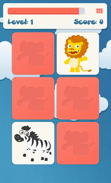 Animals memory game for kids  [МОД Много денег] Screenshot 2