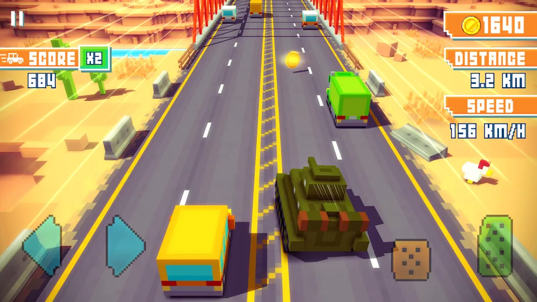 Blocky Highway: Traffic Racing (Блоки Хайвей)  [МОД Unlocked] Screenshot 1