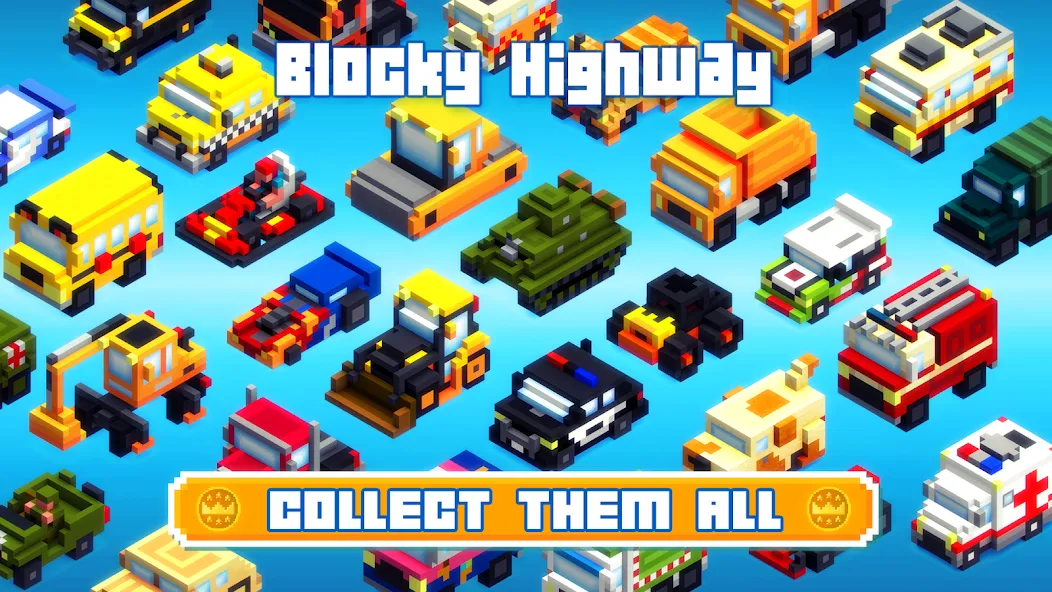 Blocky Highway: Traffic Racing (Блоки Хайвей)  [МОД Unlocked] Screenshot 3