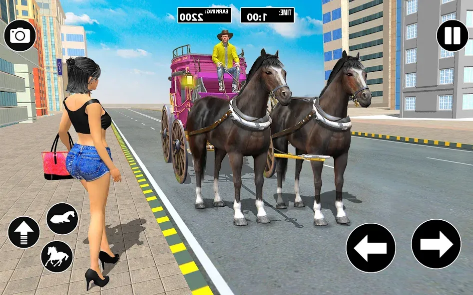 Horse Cart Taxi Transport Game  [МОД Много денег] Screenshot 1