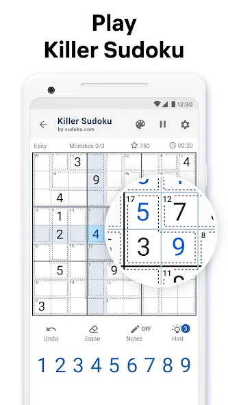 Killer Sudoku by Sudoku.com (Киллер Судоку)  [МОД Бесконечные монеты] Screenshot 1