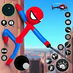 Скачать взломанную Flying Stickman Rope Hero Game  [МОД Все открыто] - полная версия apk на Андроид