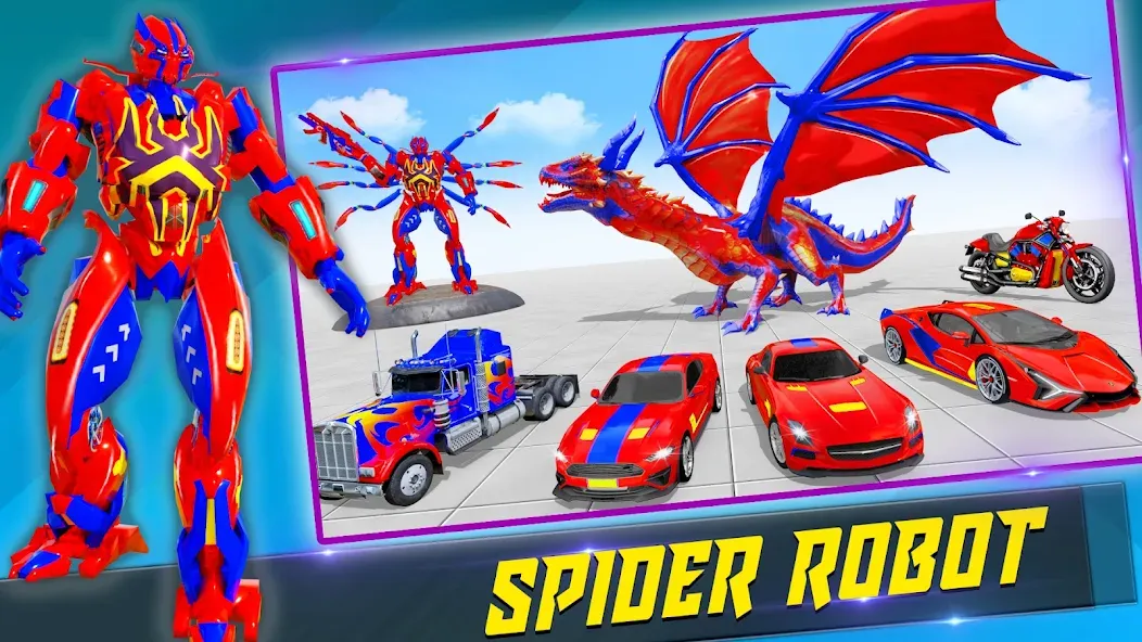 Spider Robot: Robot Car Games (Спайдер Робот)  [МОД Бесконечные монеты] Screenshot 2