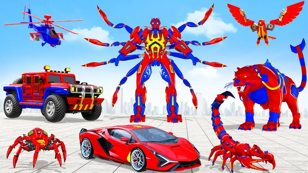 Spider Robot: Robot Car Games (Спайдер Робот)  [МОД Бесконечные монеты] Screenshot 5