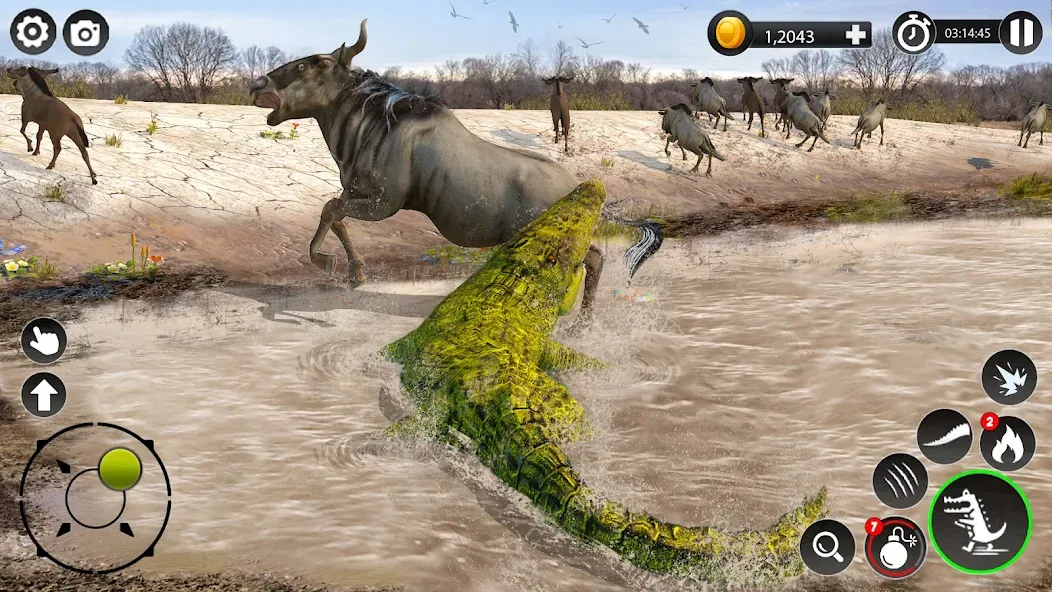 Hungry Animal Crocodile Games  [МОД Бесконечные монеты] Screenshot 1