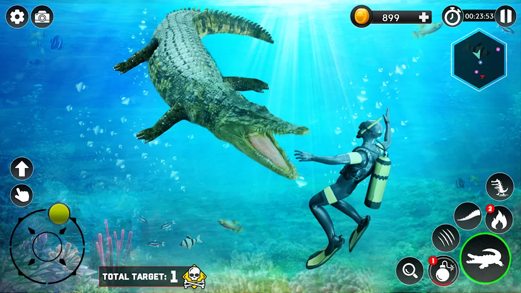 Hungry Animal Crocodile Games  [МОД Бесконечные монеты] Screenshot 4