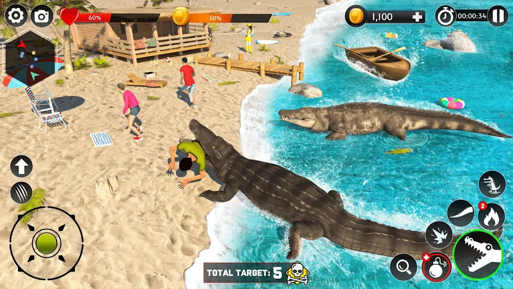 Hungry Animal Crocodile Games  [МОД Бесконечные монеты] Screenshot 5