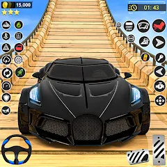 Скачать взломанную GT Car Stunt Race: Mega Ramps (Джи Ти Кар Стант Рейс)  [МОД Unlocked] - стабильная версия apk на Андроид