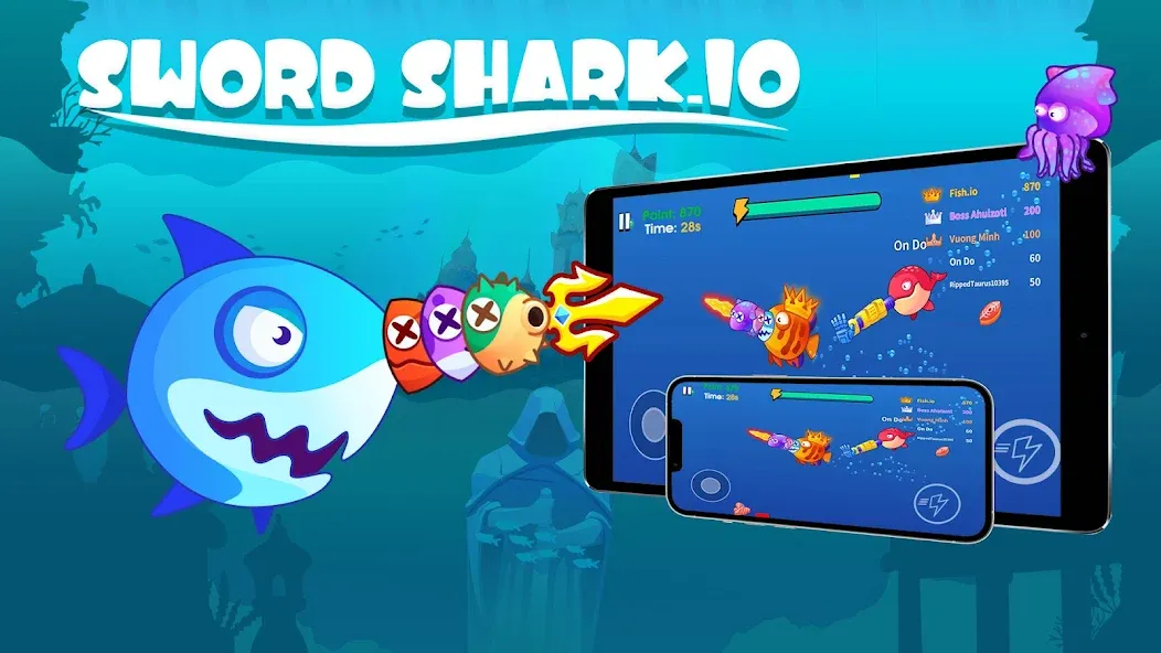 Sword Shark.io - Hungry Shark  [МОД Бесконечные монеты] Screenshot 1