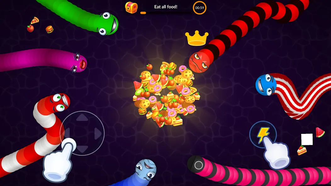 Snake vs Worms: Fun .io Zone  [МОД Mega Pack] Screenshot 4