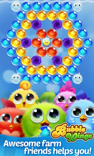 Bubble Wings: bubble shooter (Бабл Вингс)  [МОД Бесконечные деньги] Screenshot 4