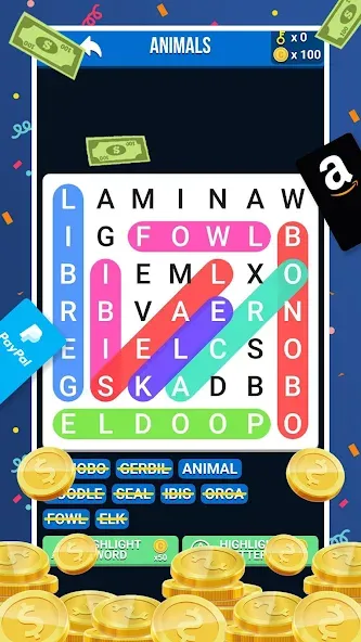 Make Money: Word Search (Мейк Мани)  [МОД Mega Pack] Screenshot 2