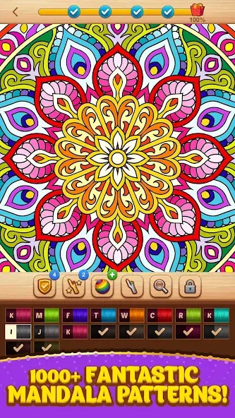 Cross Stitch Coloring Mandala (Кроссстиль раскрашивание мандала)  [МОД Меню] Screenshot 1