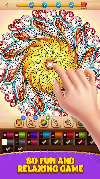 Cross Stitch Coloring Mandala (Кроссстиль раскрашивание мандала)  [МОД Меню] Screenshot 3