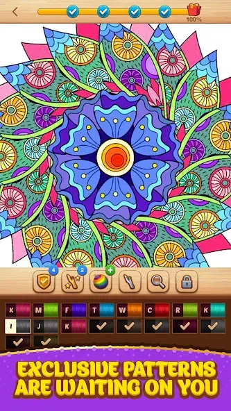 Cross Stitch Coloring Mandala (Кроссстиль раскрашивание мандала)  [МОД Меню] Screenshot 4