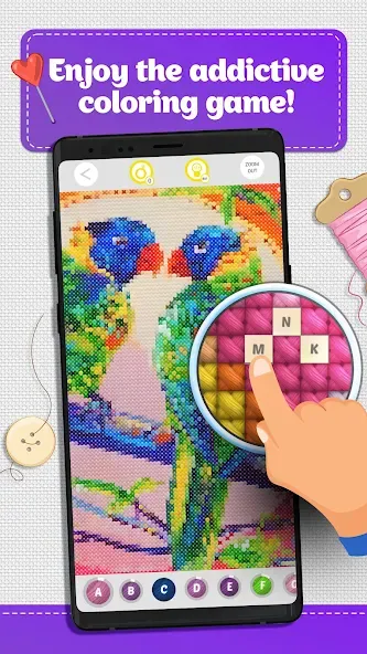 Cross Stitch Coloring Art (Кроссстич окрашивание искусства)  [МОД Много денег] Screenshot 1