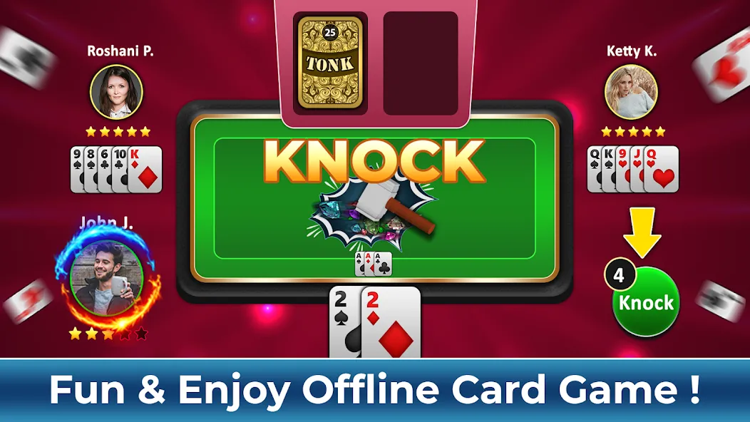 Tonk Rummy Card Game (Тонк Рамми карточная игра)  [МОД Все открыто] Screenshot 5