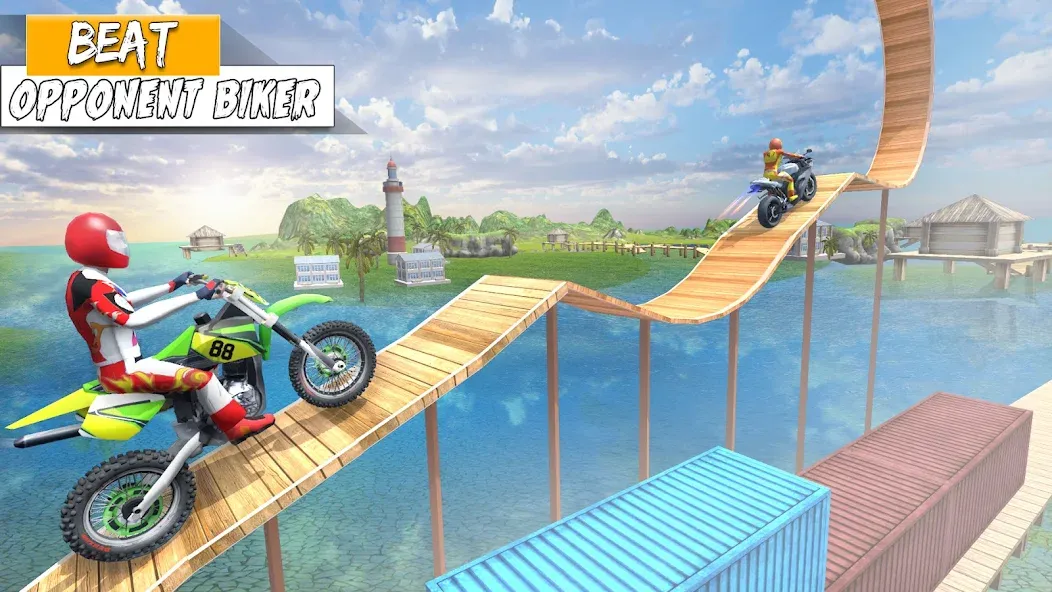 Bike Stunt Games Stunt Bike 3D (Байк стант рэмп игра Байк Джамп)  [МОД Много монет] Screenshot 5