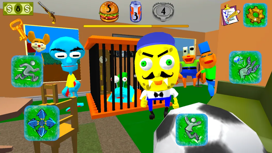 Sponge Neighbor Escape 3D (Спонж Сосед Побег 3D)  [МОД Menu] Screenshot 2