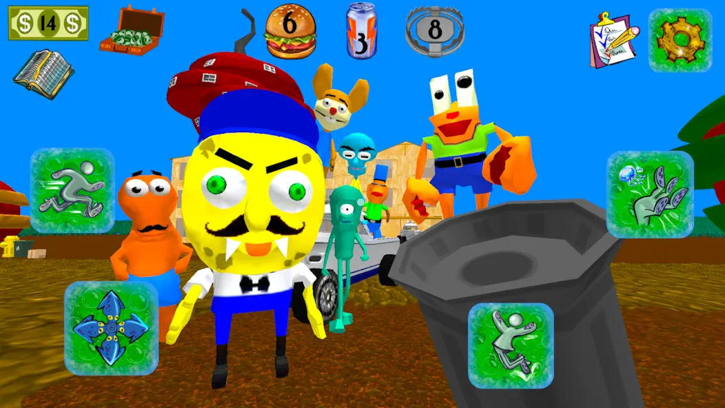 Sponge Neighbor Escape 3D (Спонж Сосед Побег 3D)  [МОД Menu] Screenshot 3