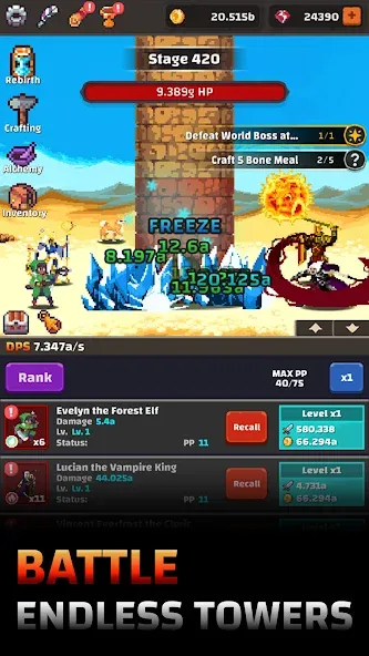 Tower Quest: Pixel Idle RPG (тауэр квест)  [МОД Mega Pack] Screenshot 1