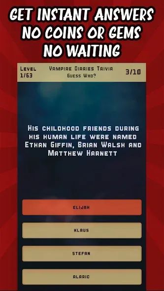 Vampire Diaries Quiz Trivia (Вампирские дневники викторина виктрия)  [МОД Все открыто] Screenshot 3