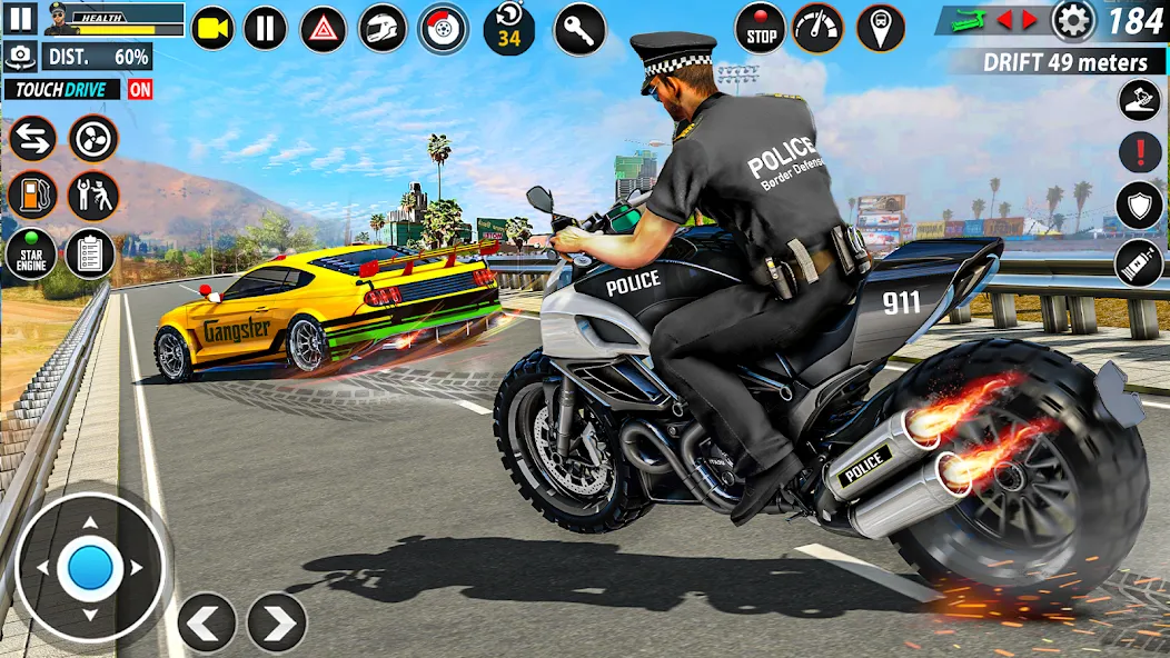 Police Moto Bike Chase Crime (Полицейская мотоциклетная погоня за преступником)  [МОД Menu] Screenshot 5