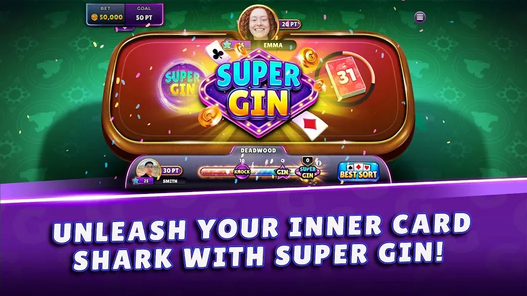 Gin Rummy Super - Card Game (Джин Рамми Супер)  [МОД Unlimited Money] Screenshot 1