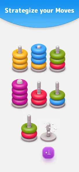 Color Sort 3D — Hoop Stack  [МОД Бесконечные деньги] Screenshot 2