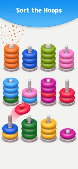 Color Sort 3D — Hoop Stack  [МОД Бесконечные деньги] Screenshot 4