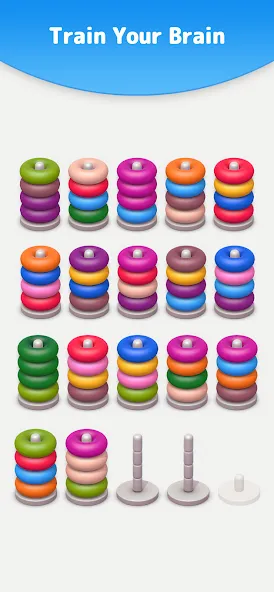 Color Sort 3D — Hoop Stack  [МОД Бесконечные деньги] Screenshot 5