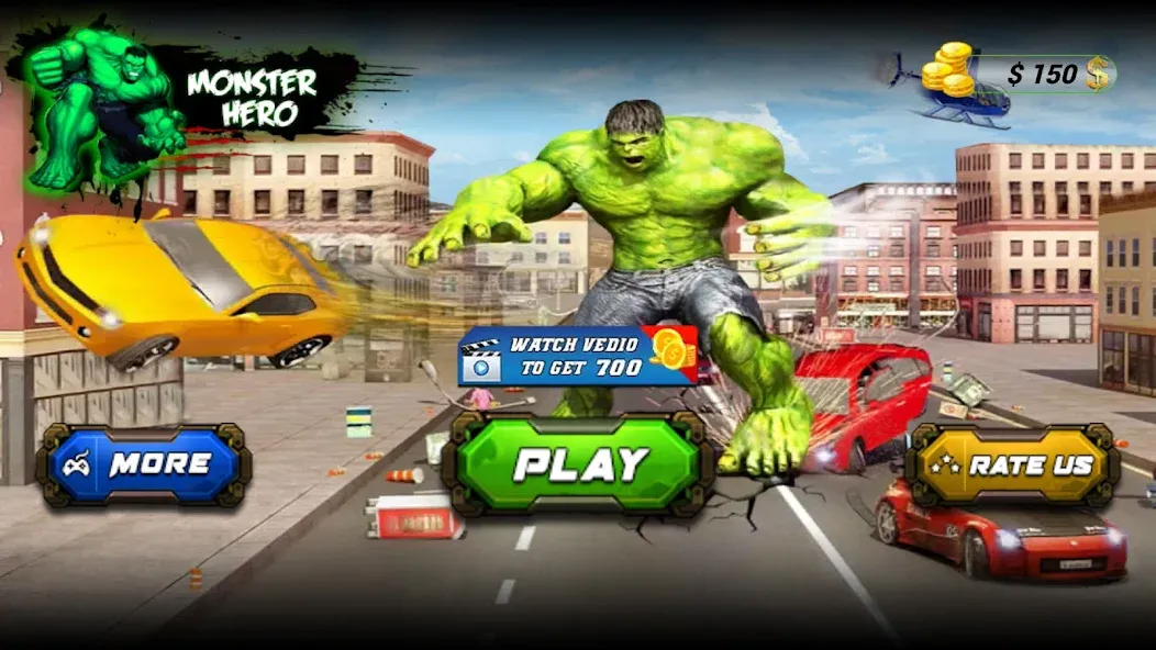 Monster Superhero: Green Fight  [МОД Много монет] Screenshot 1