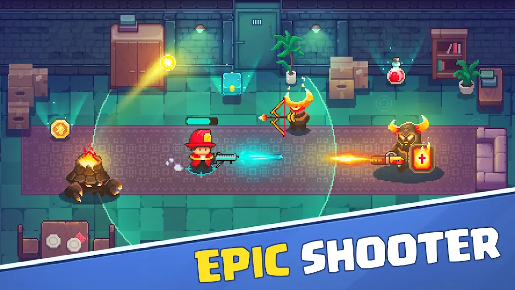 Firefighter: pixel shooter  [МОД Много денег] Screenshot 1