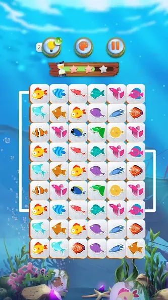 Mahjong Connect Fish World (Мацзян Коннект Рыбный Мир)  [МОД Бесконечные монеты] Screenshot 2