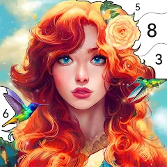 Взломанная Girls Paint by Number Coloring (Девочки раскрашивают по номерам)  [МОД Все открыто] - полная версия apk на Андроид