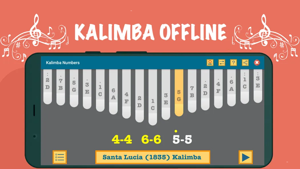 Kalimba App With Songs Numbers (Калимба приложение с песнями и цифрами)  [МОД Много монет] Screenshot 4